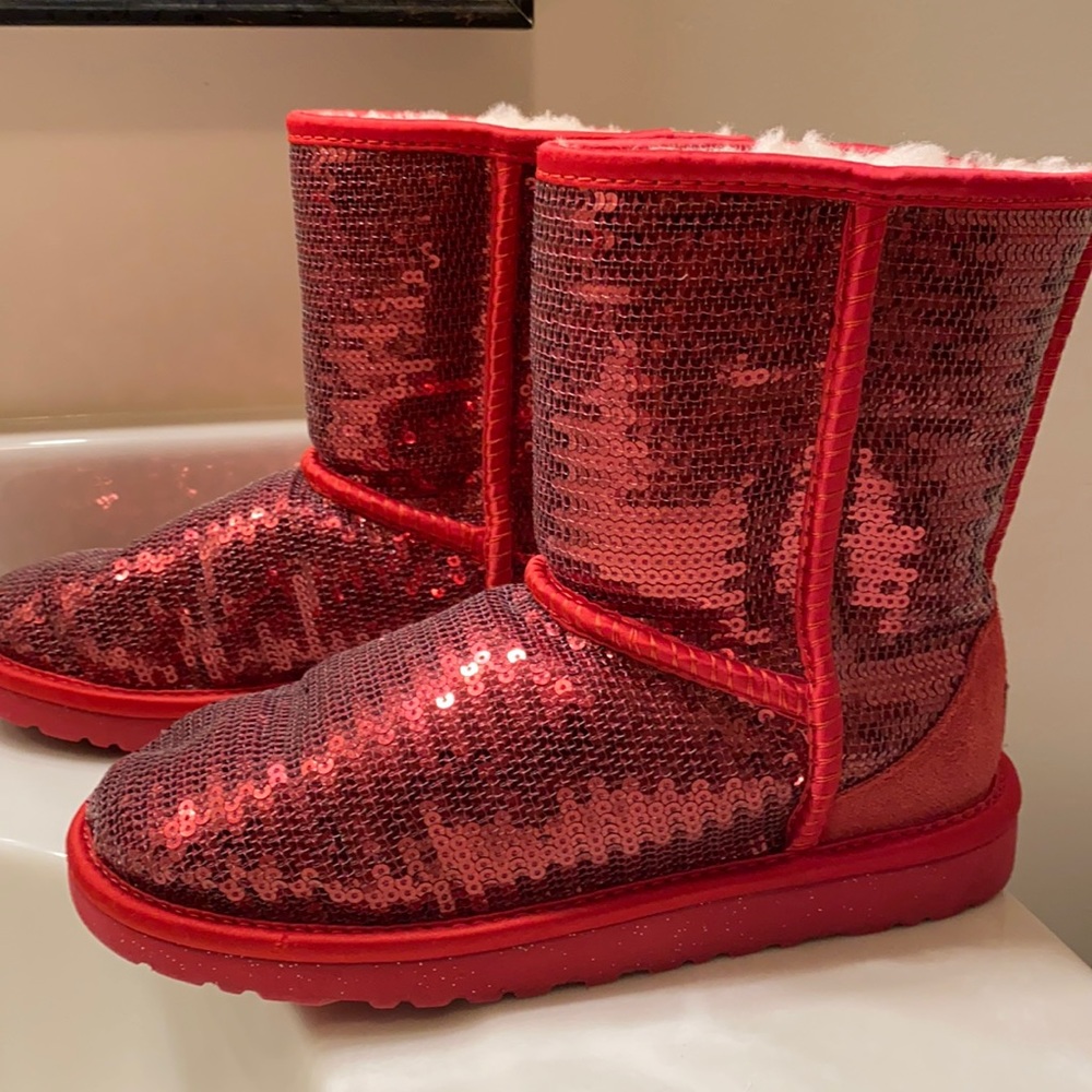 Red  Sequined Ugg Boot
